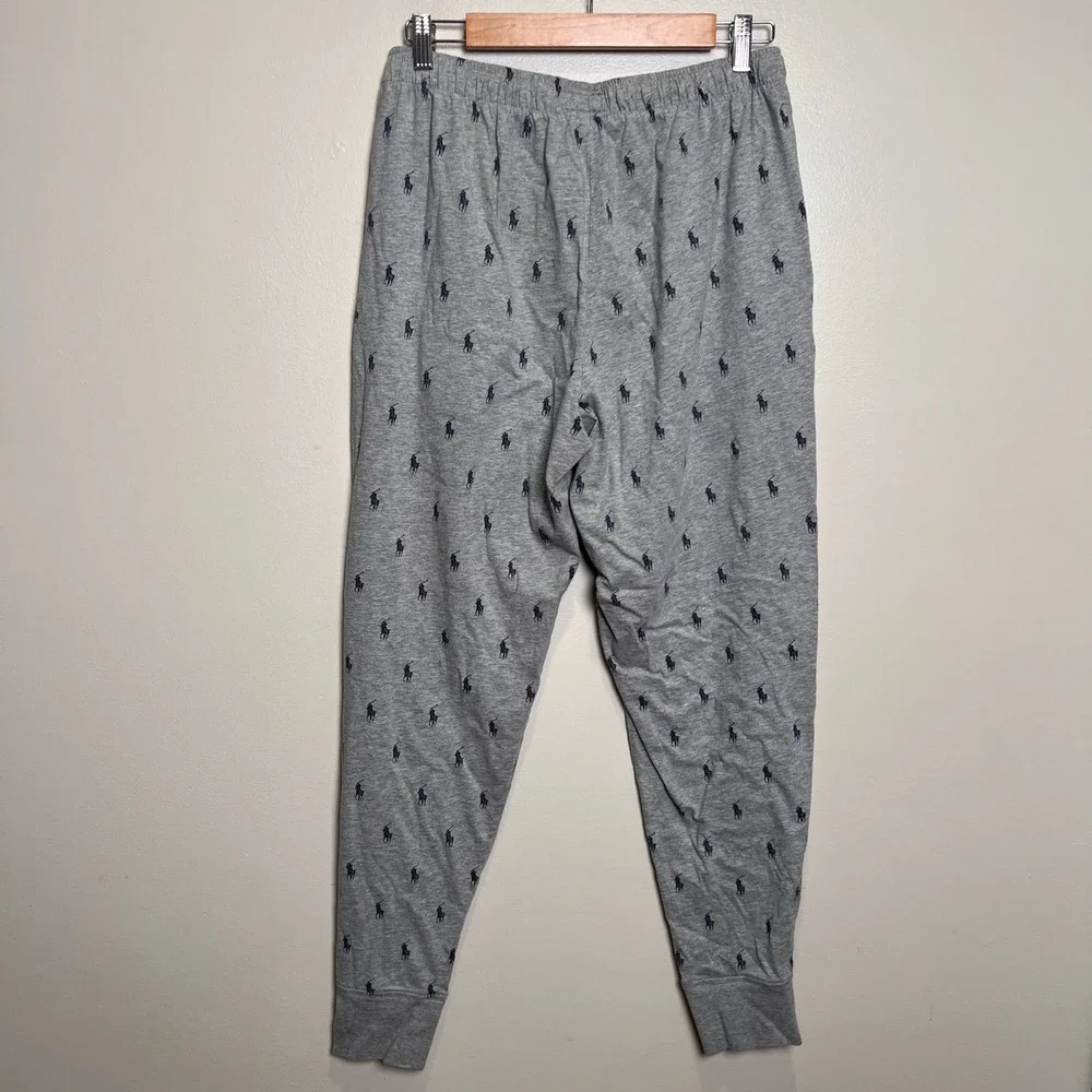 Polo Ralph Lauren Pajama Pants Mens M Gray All Over Pony Print Sleep Lounge